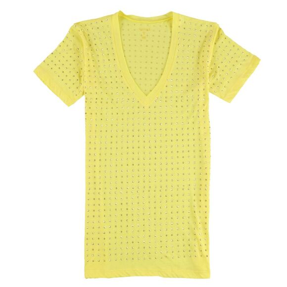 WESSEX Womens Beaded Embellished T-Shirt, yellow, S - Picture 1 of 1